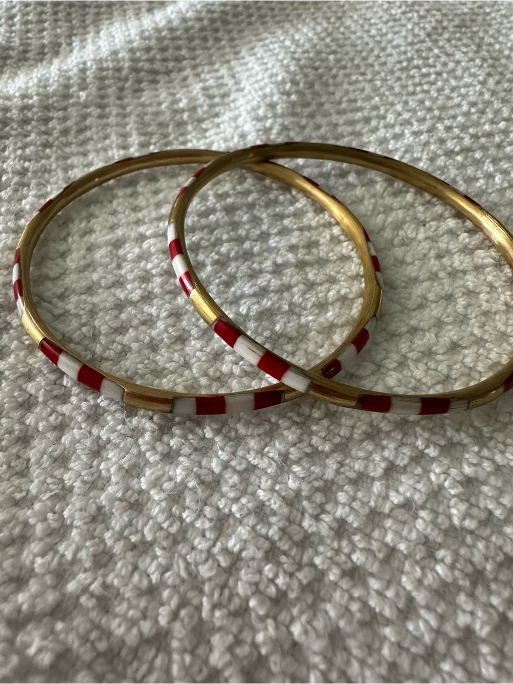 BudhaGirl Gold Bangles with Red and White Enamel Accents